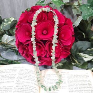 Vintage 90s Quartz Jade Stone Necklace Healing Crystal Chakra Beaded Strung